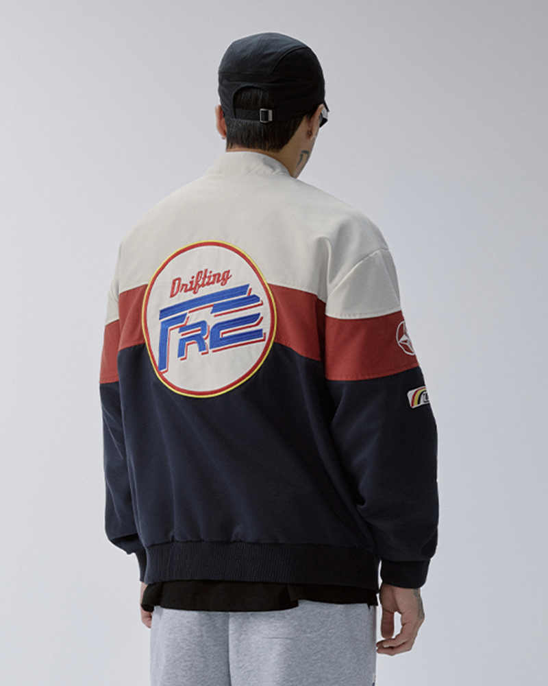 Retro Contrast Racing Patch Jacket
