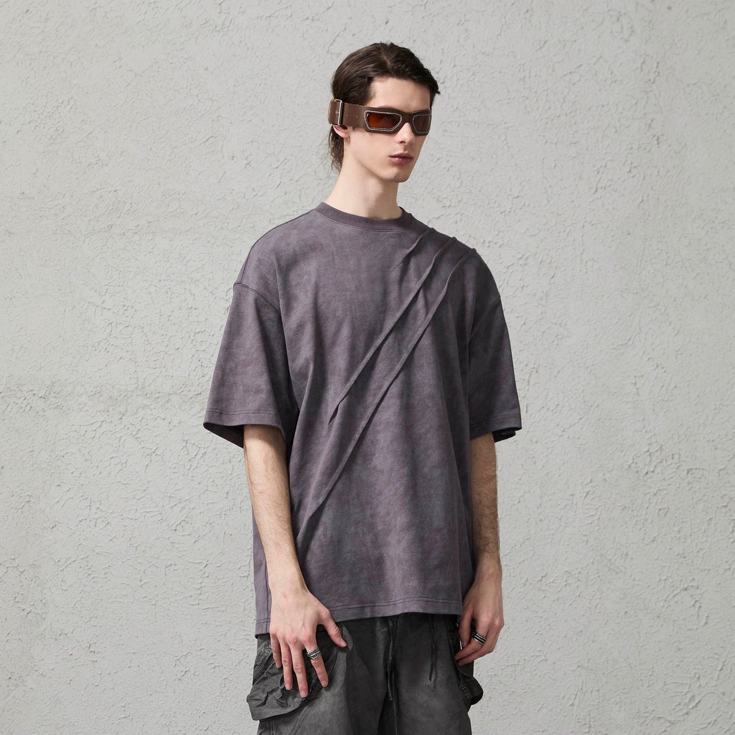 Scratch Spliced Washed T-Shirt