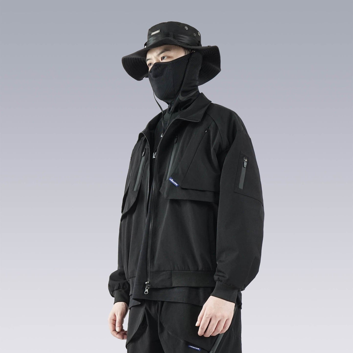Double-Layer Multi-Pocket Stand Collar Jacket