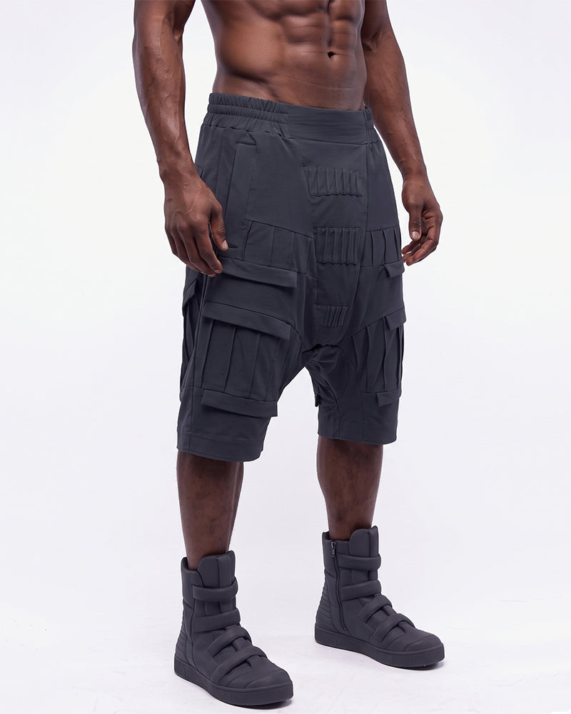 Post-Apocalyptic Pleated Drop-Crotch Shorts
