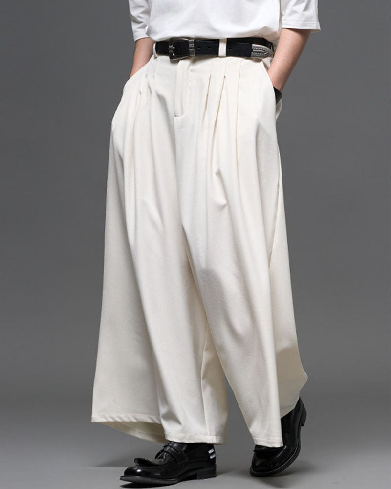 Modern Japanese Pleated Wide Leg Hakama Pants