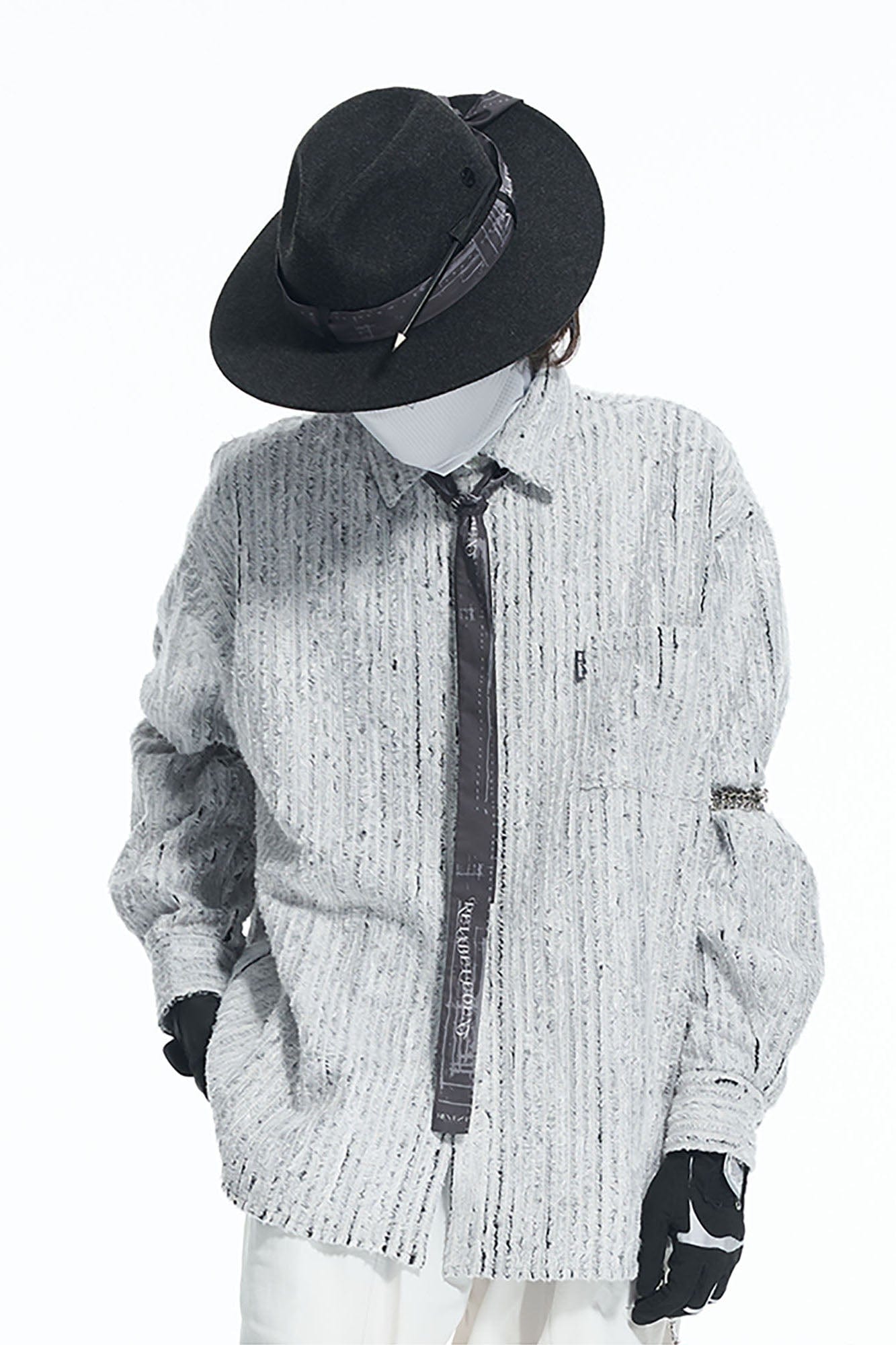 Wool Felt Detachable Silk-Scarf Fedora Hat