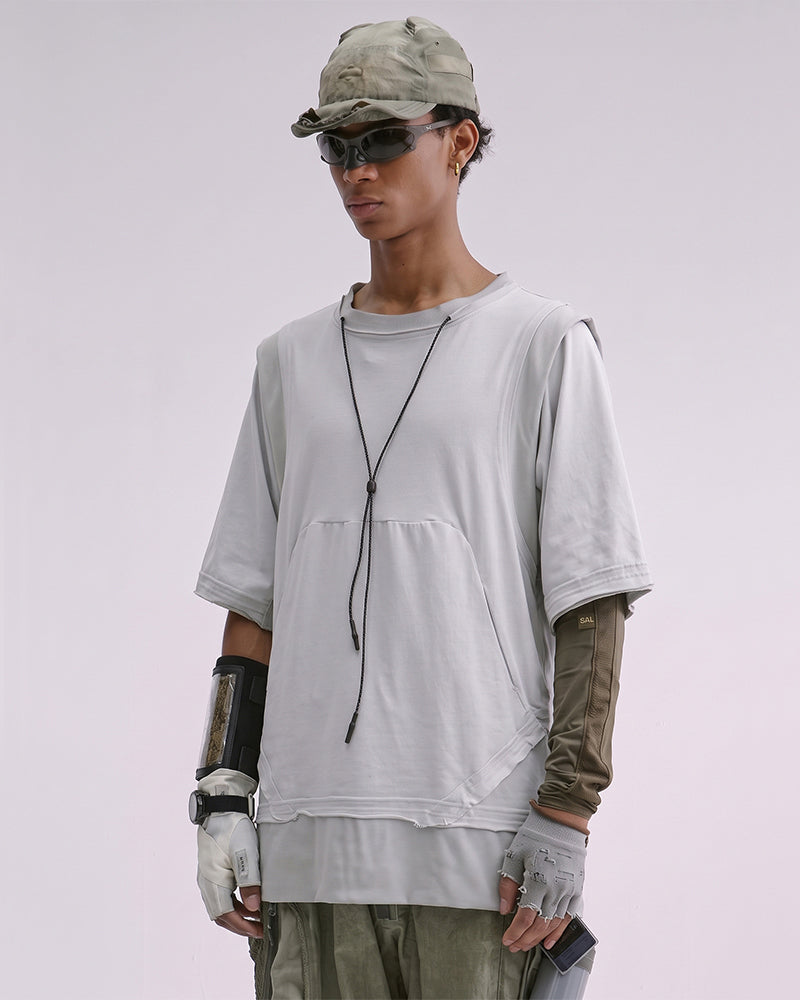 Post-Apocalyptic Dirty Dye Transformable Sleeve T-Shirt