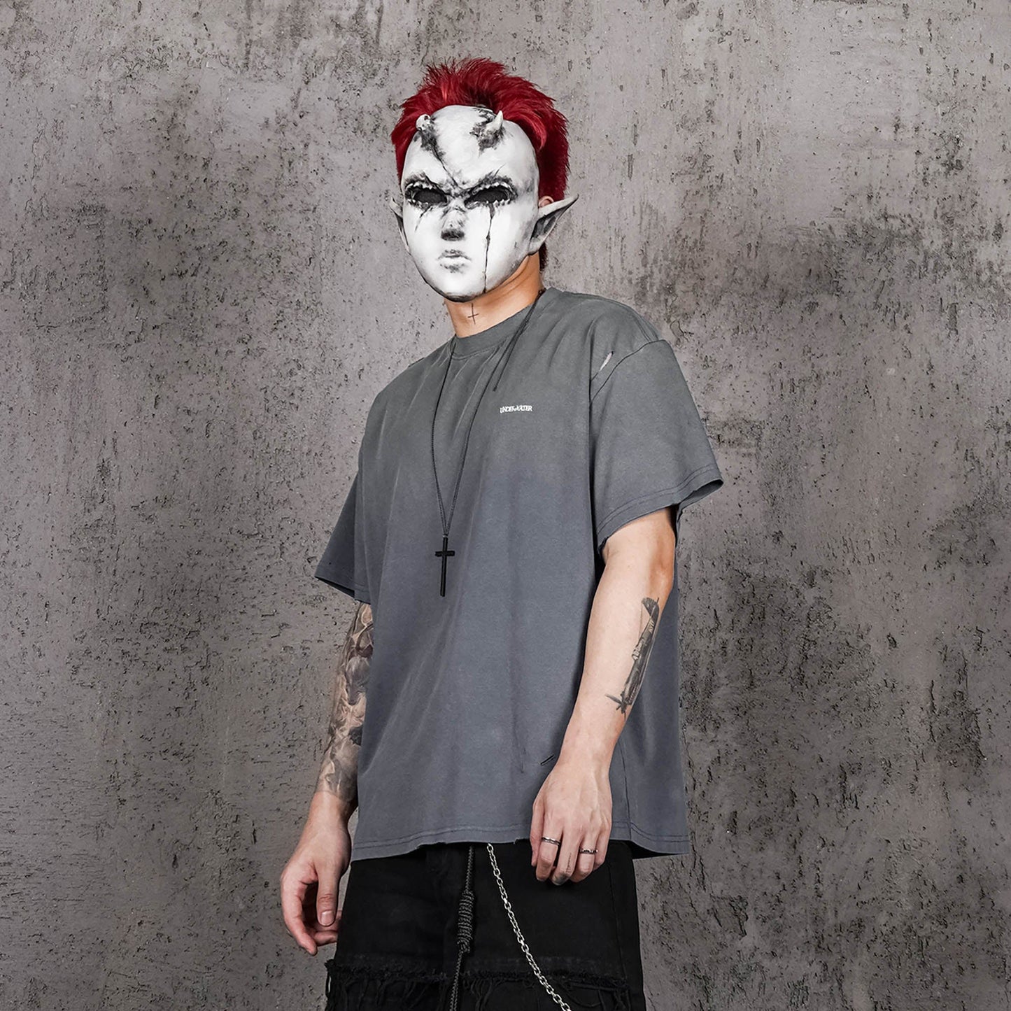 Washed Ripped Gradient T-Shirt Blue