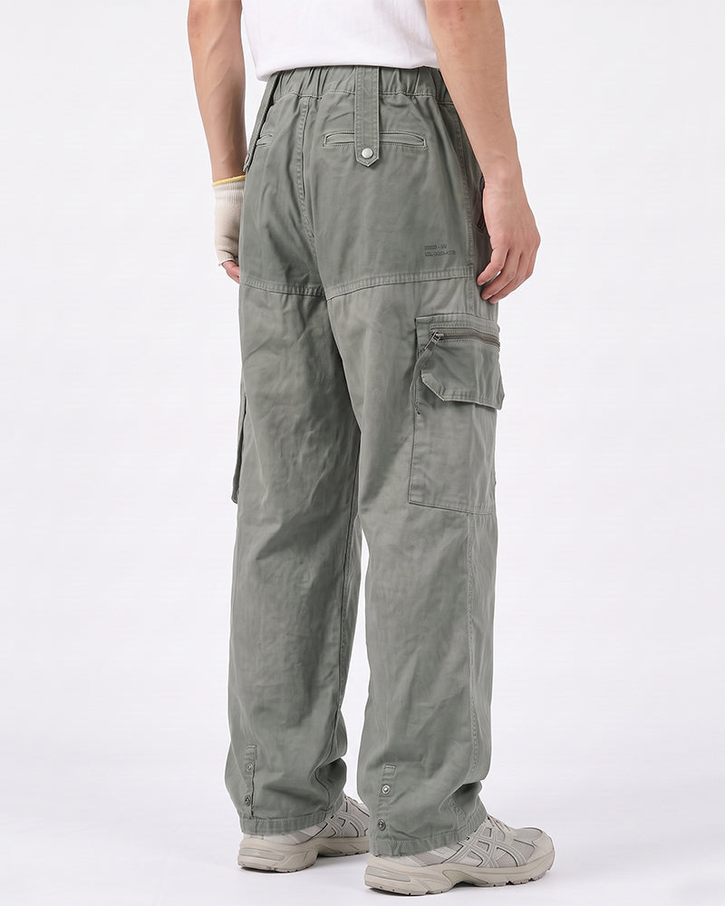 Distressed Vintage Zippered Large‑Pocket Cargo Pants