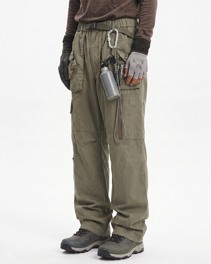 Distressed Zippered Patchwork Cargo Pants
