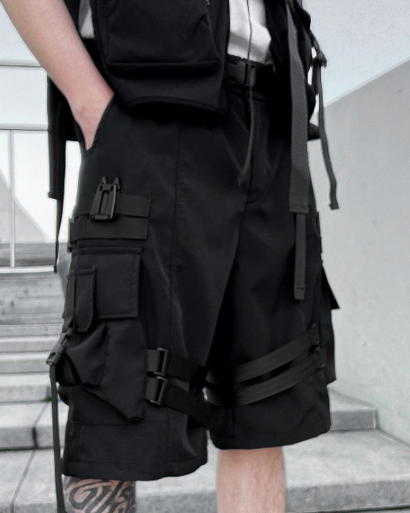 Techwear Tactical Buckle Strap Cargo Shorts