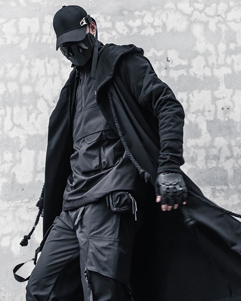 Wizard Gothic Drawstring Black Cape Coat