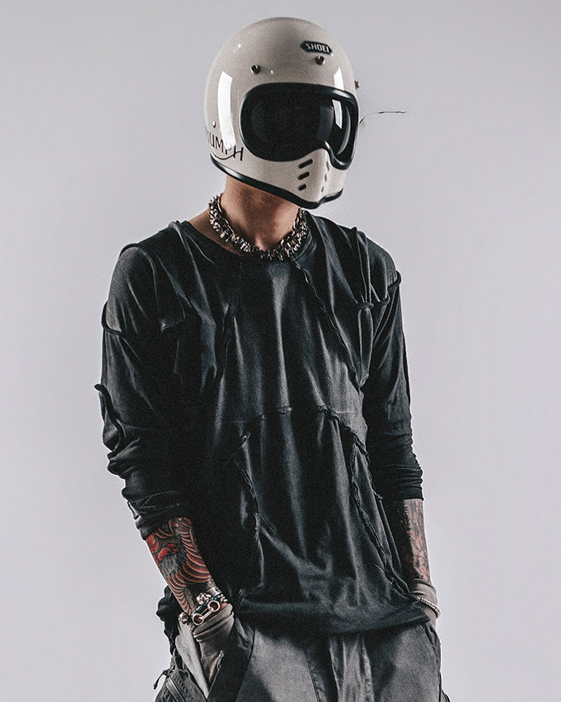 Post-Apocalyptic Raw-Cut Deconstructed Long-Sleeve Tee
