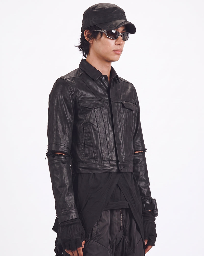 Post-Apocalyptic Waxed Denim Trucker Jacket