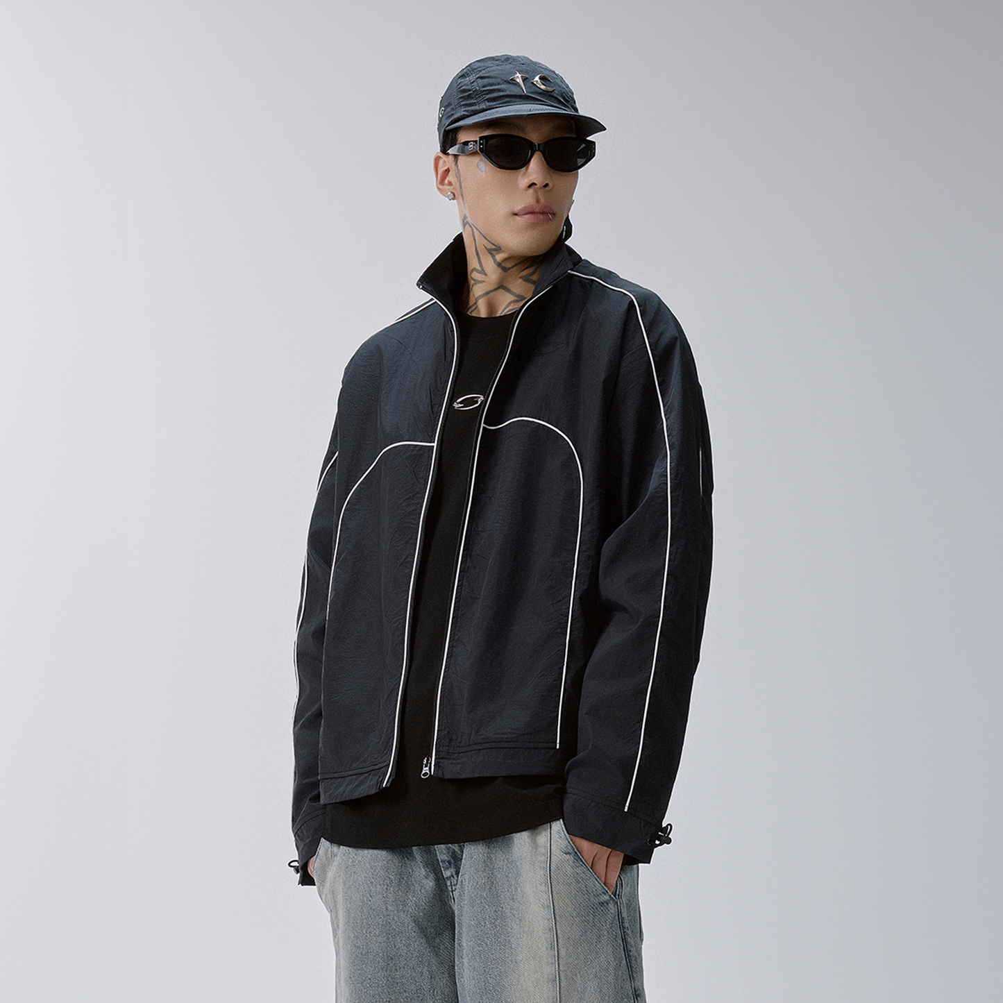Contrast Piped Track Jacket