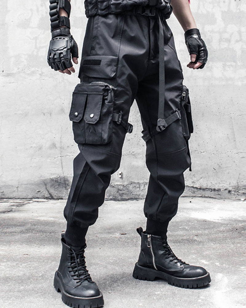 Functional Black Multi-Pocket Cargo Pants