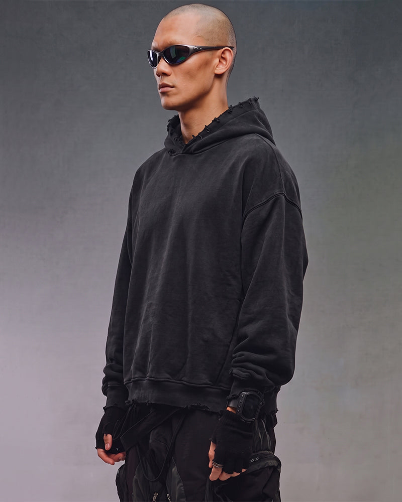 Wasteland Washed Distressed Destroyed Hoodie
