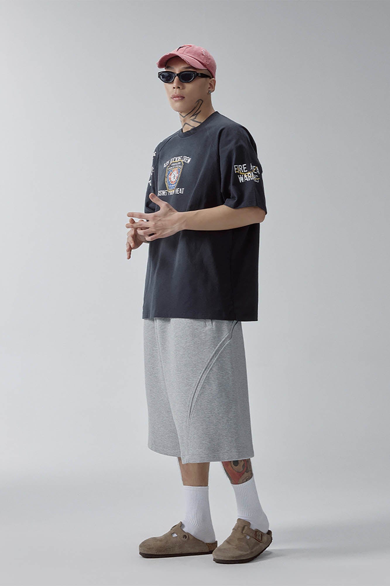 Curved Spliced Drawstring Shorts