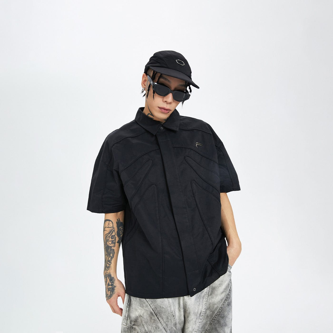 Spliced Metal Logo Half Shirt