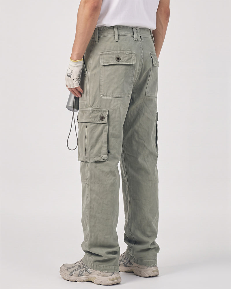Washed Distressed Vintage Multi-Pocket Cargo Pants