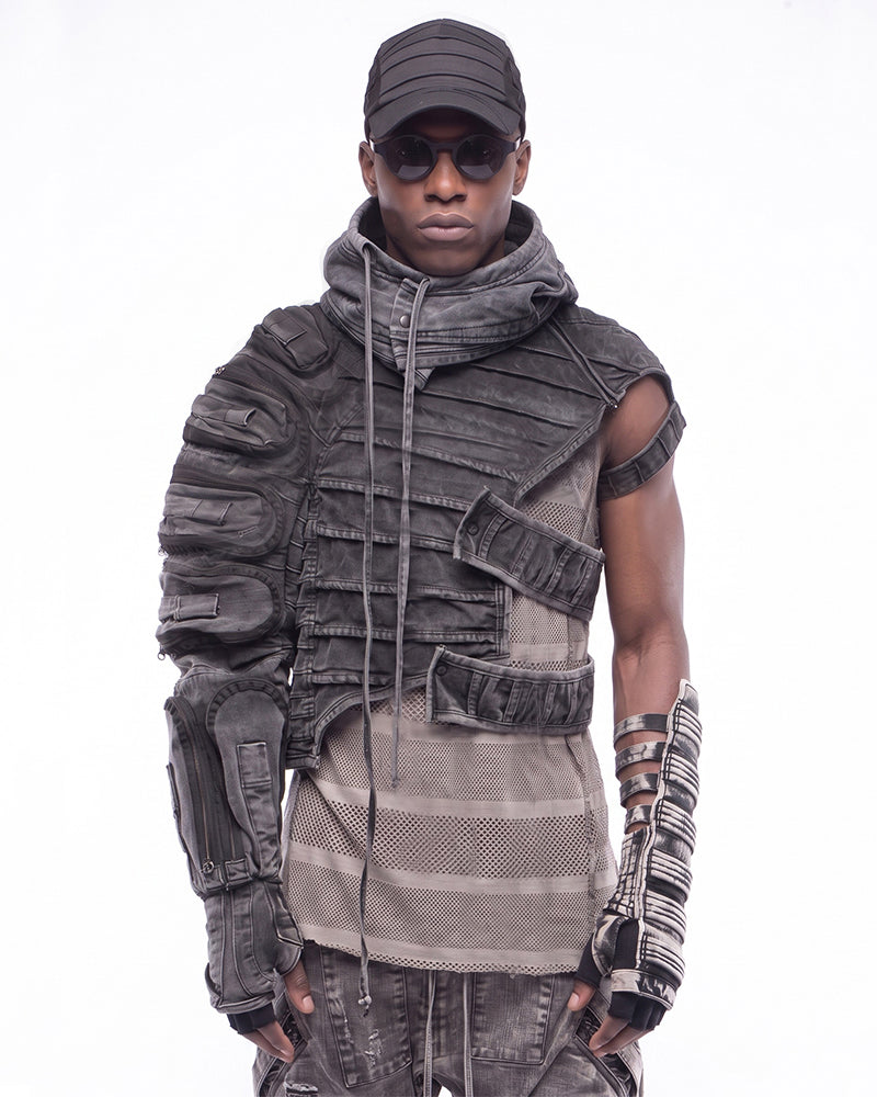 Wasteland Deconstructed Asymmetrical Distressed Hooded Jacket