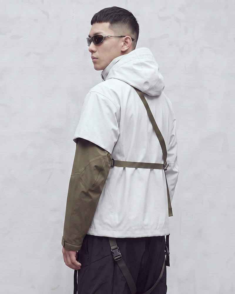 Water-Repellent Stand-Collar Hooded Hard-Shell Jacket
