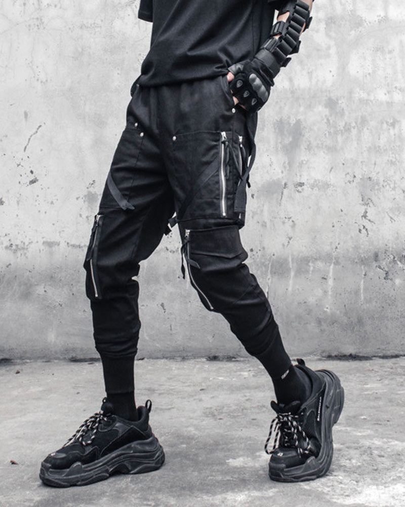 Techwear Multi-Zip Slim Cargo Jogger Pants