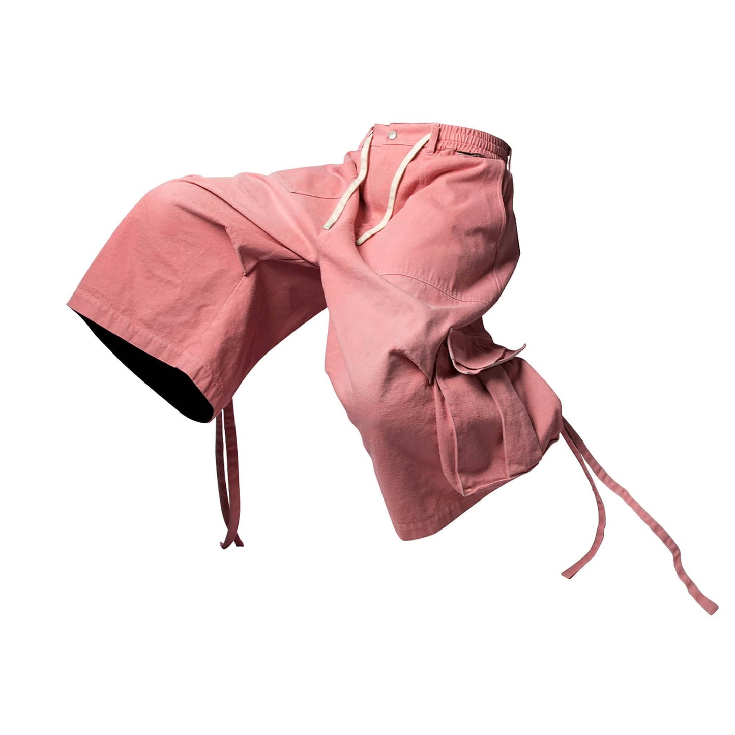 Washed Strap Drawstring Cargo Shorts