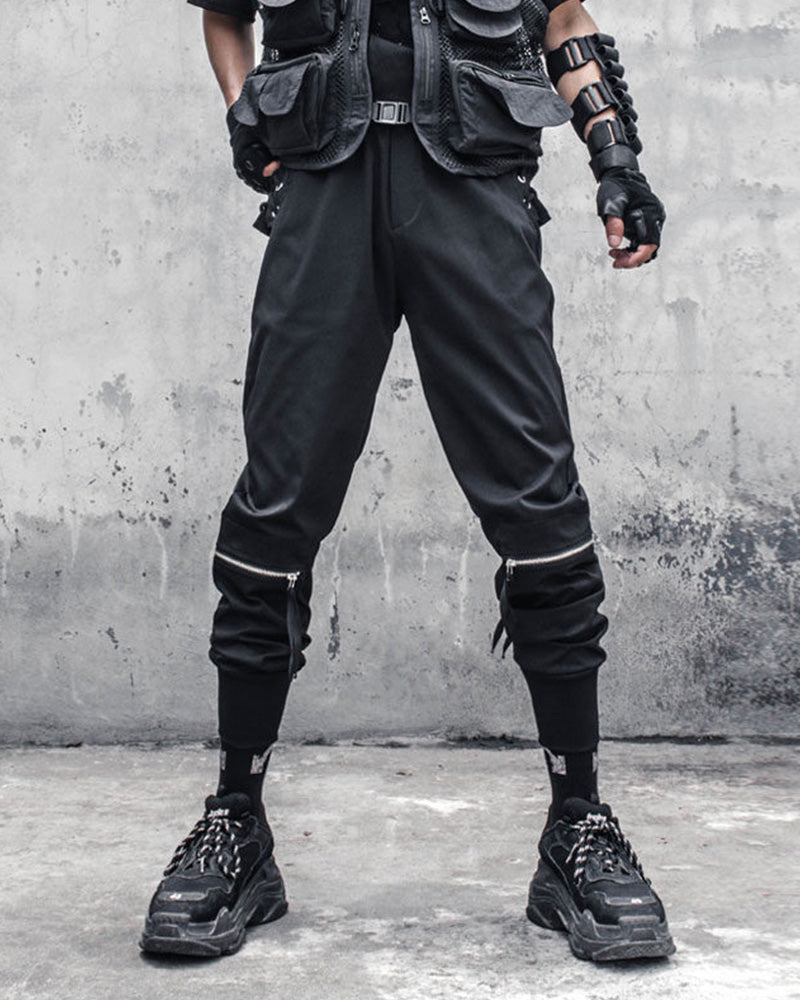 Functional Lace-Up Knee-Zip Techwear Cargo Pants