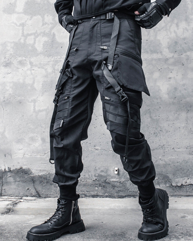 Functional Ribbon Belt Paratrooper Cargo Pants