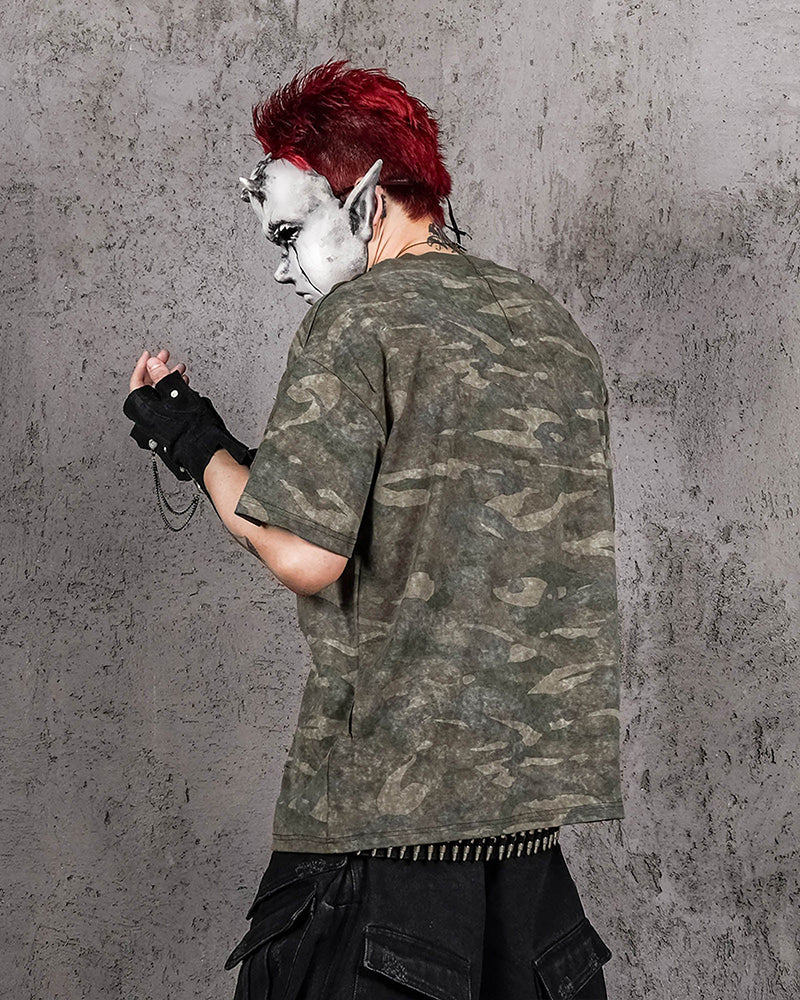 Distressed Camo Oversized T-Shirt