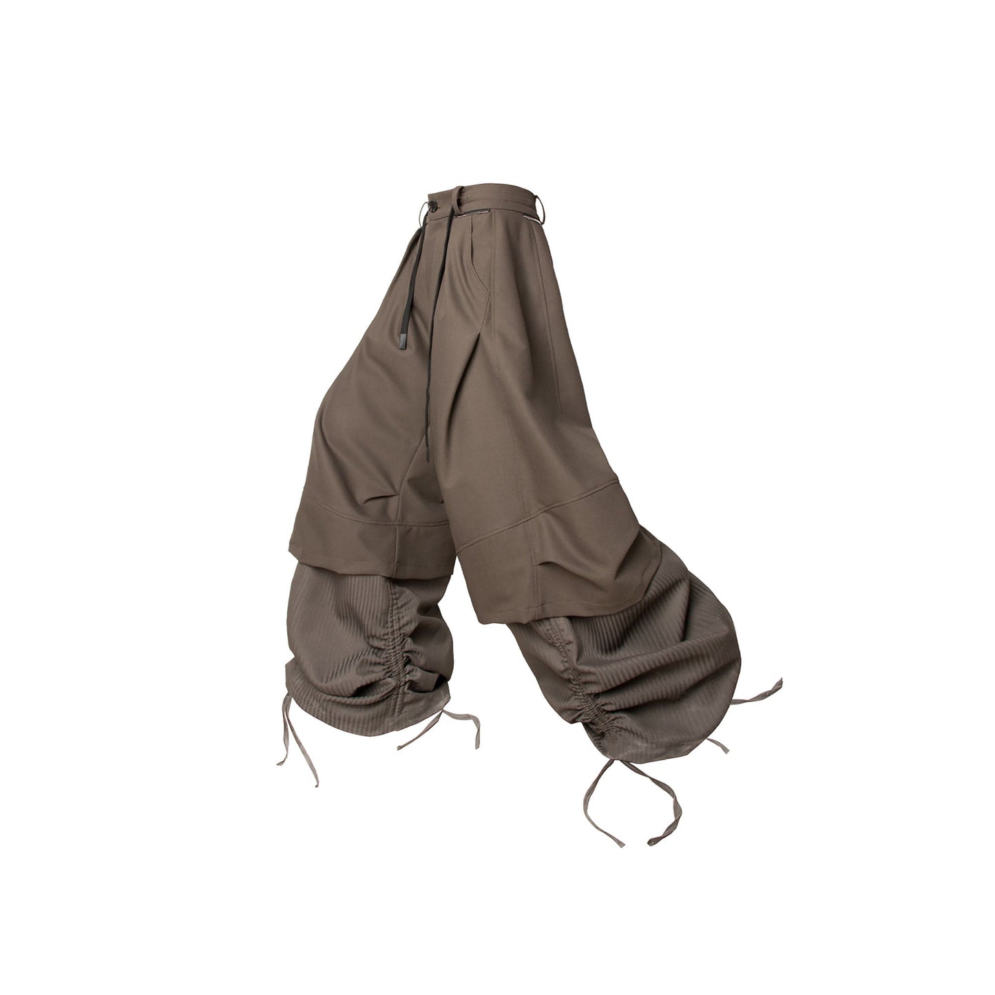 Faux Layered Oversized Pants Brown