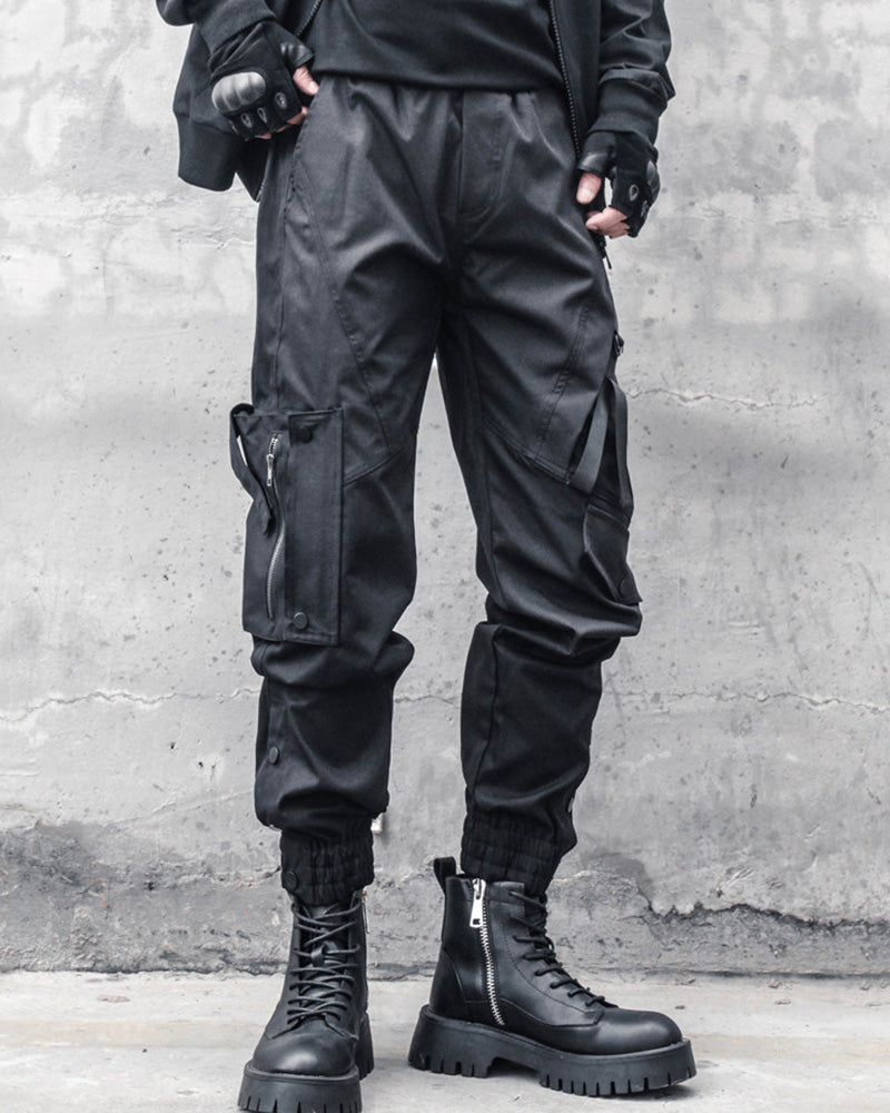 Ninja Techwear Black Slim Cargo Pants