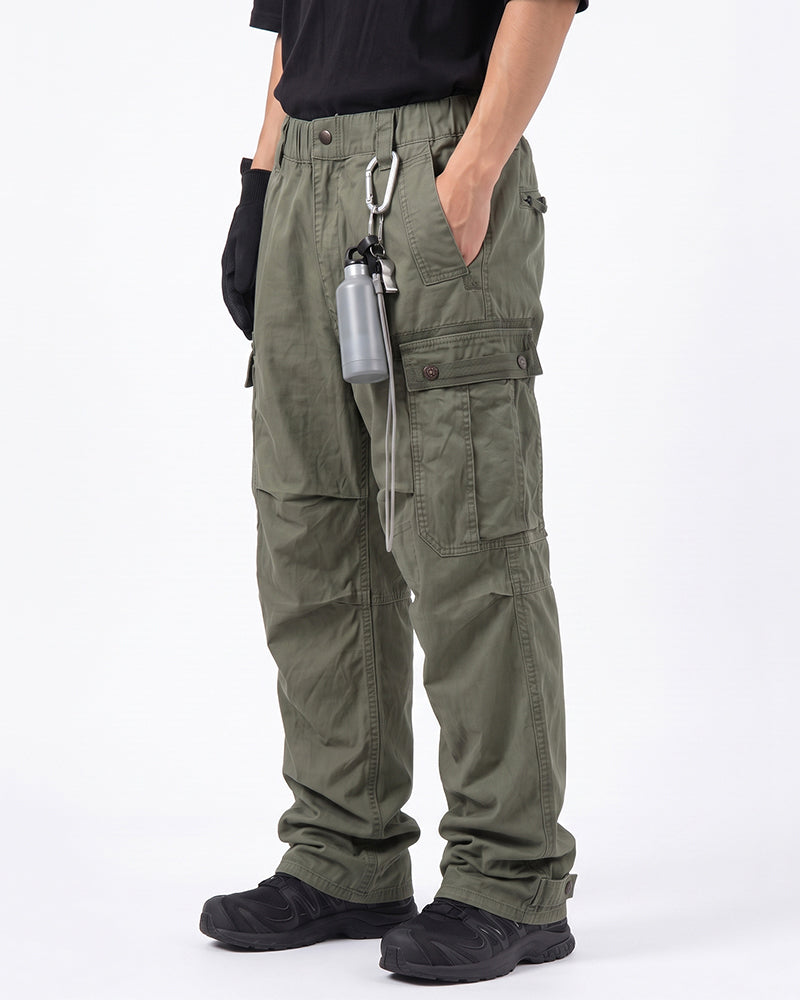Distressed Multi‑Pocket Wide‑Leg Cargo Pants