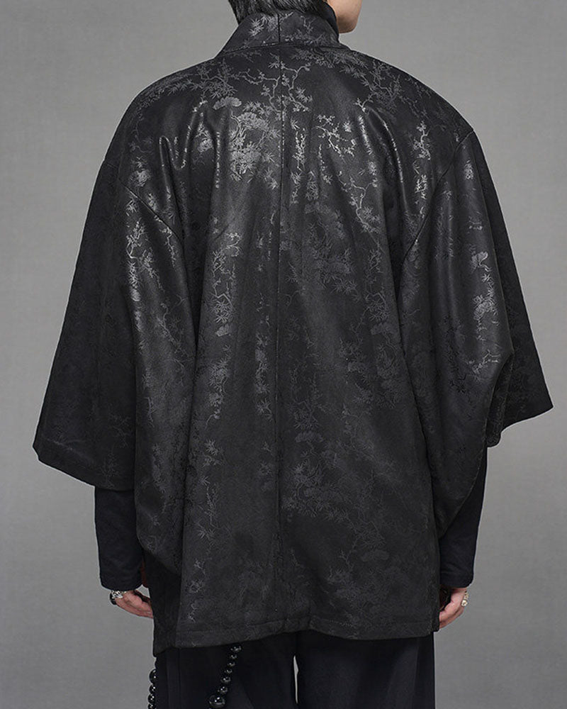Vintage Japanese Pattern Suede Kimono Jacket