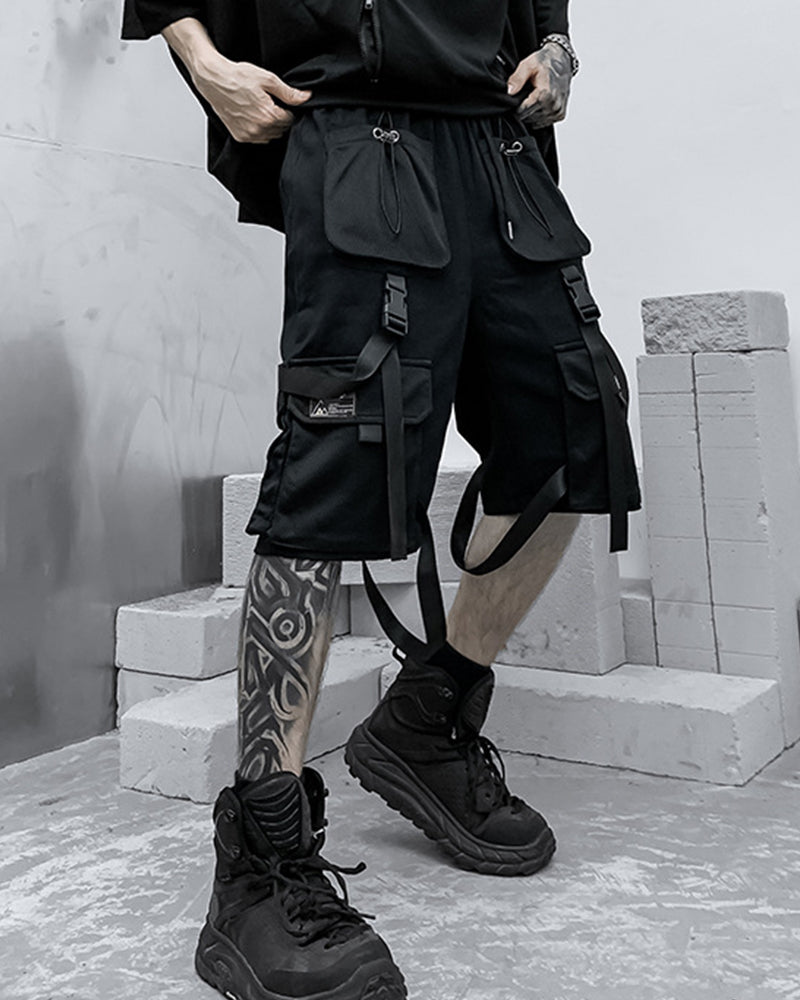 Techwear Cargo Shorts With Straps
