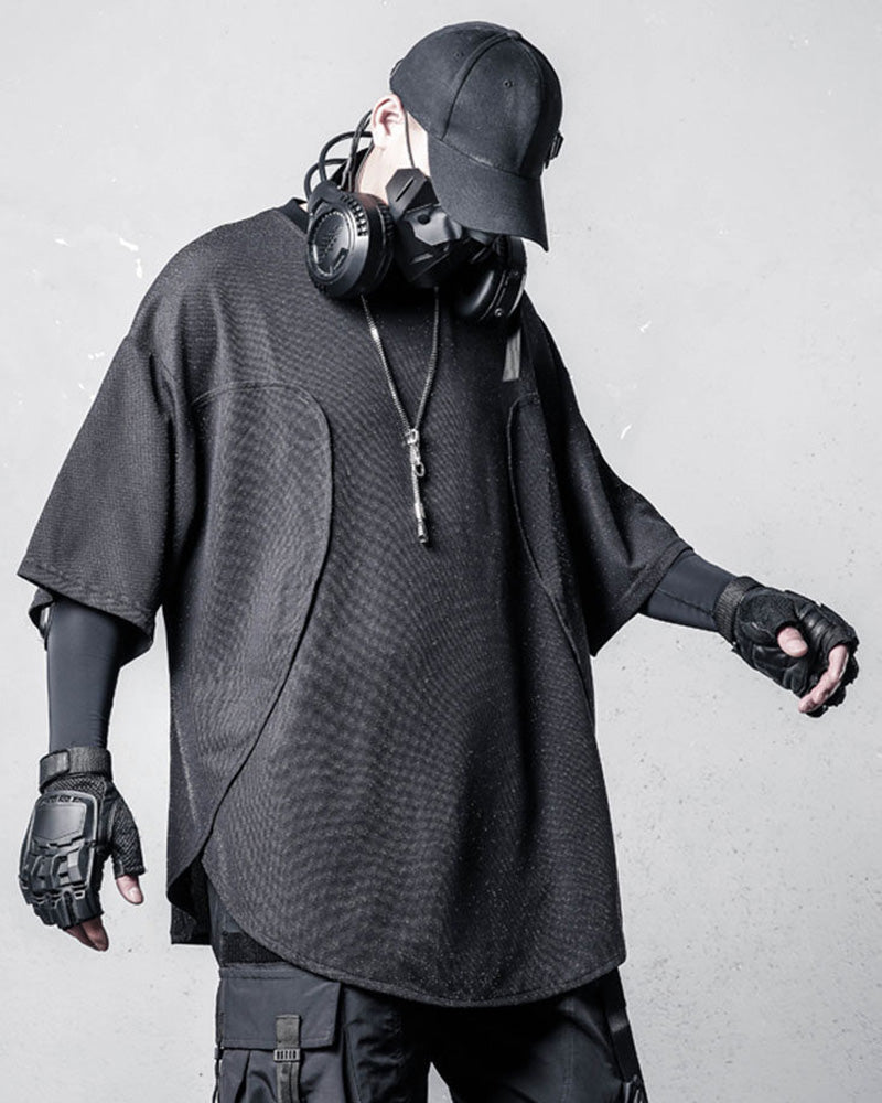 Techwear Irregular Slit Hem T-Shirt