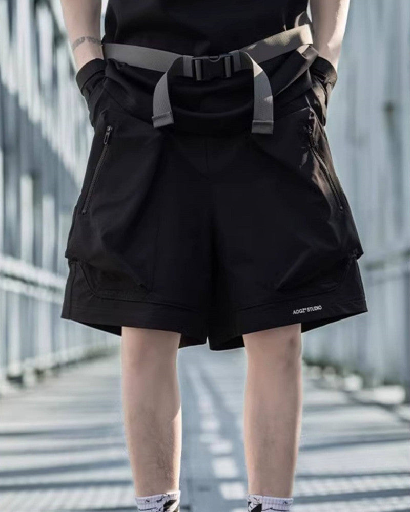 Techwear Vertical Zipper Cargo Shorts