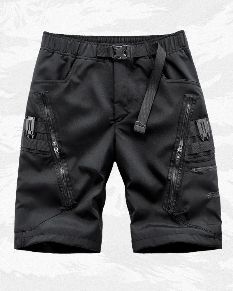 Functional Zip Pocket Black Cargo Shorts