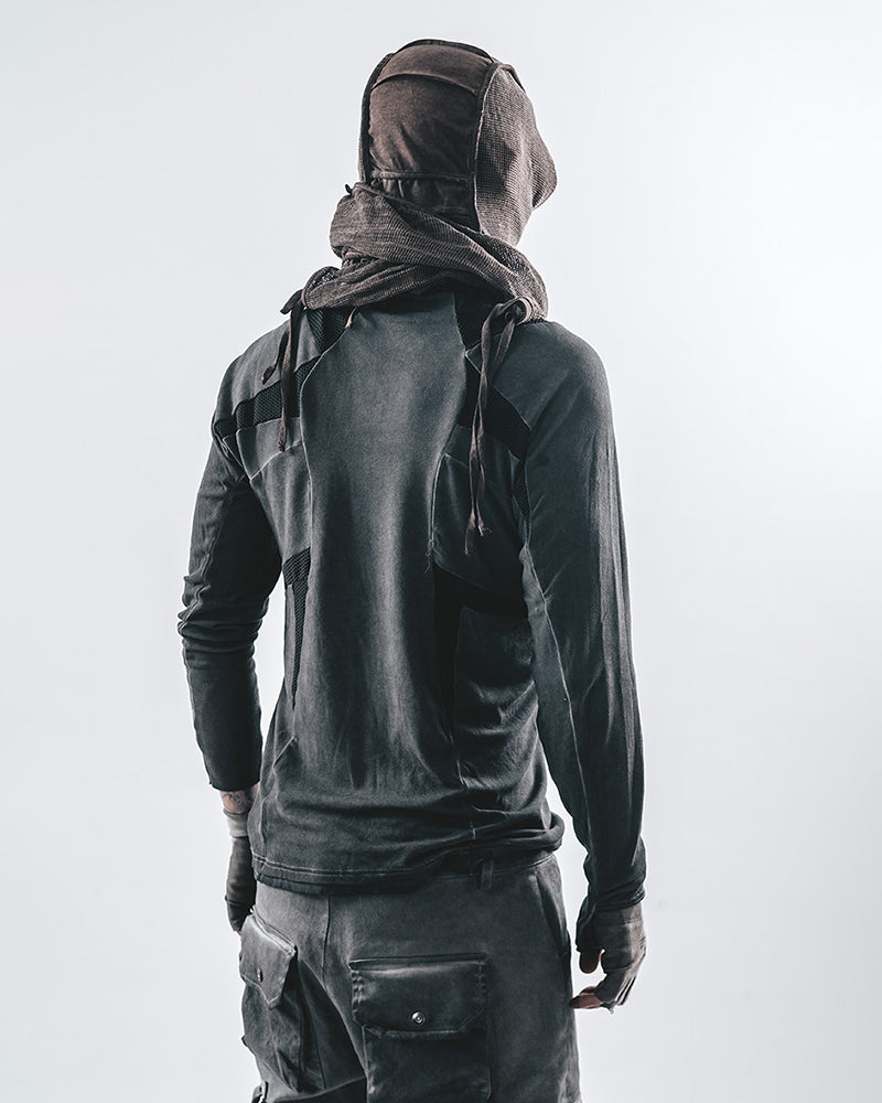 Post-Apocalyptic Mesh-Panelled Tactical Long-Sleeve Tee