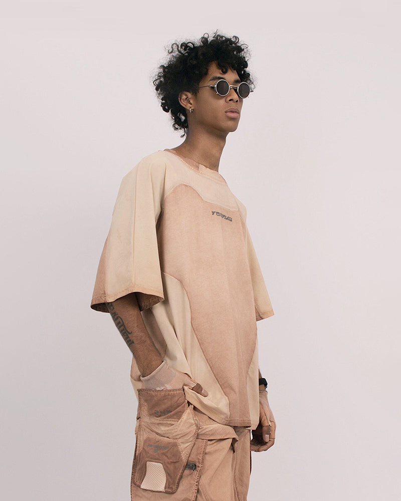 Distressed Dirty-Dye Deconstructed Panel T-Shirt