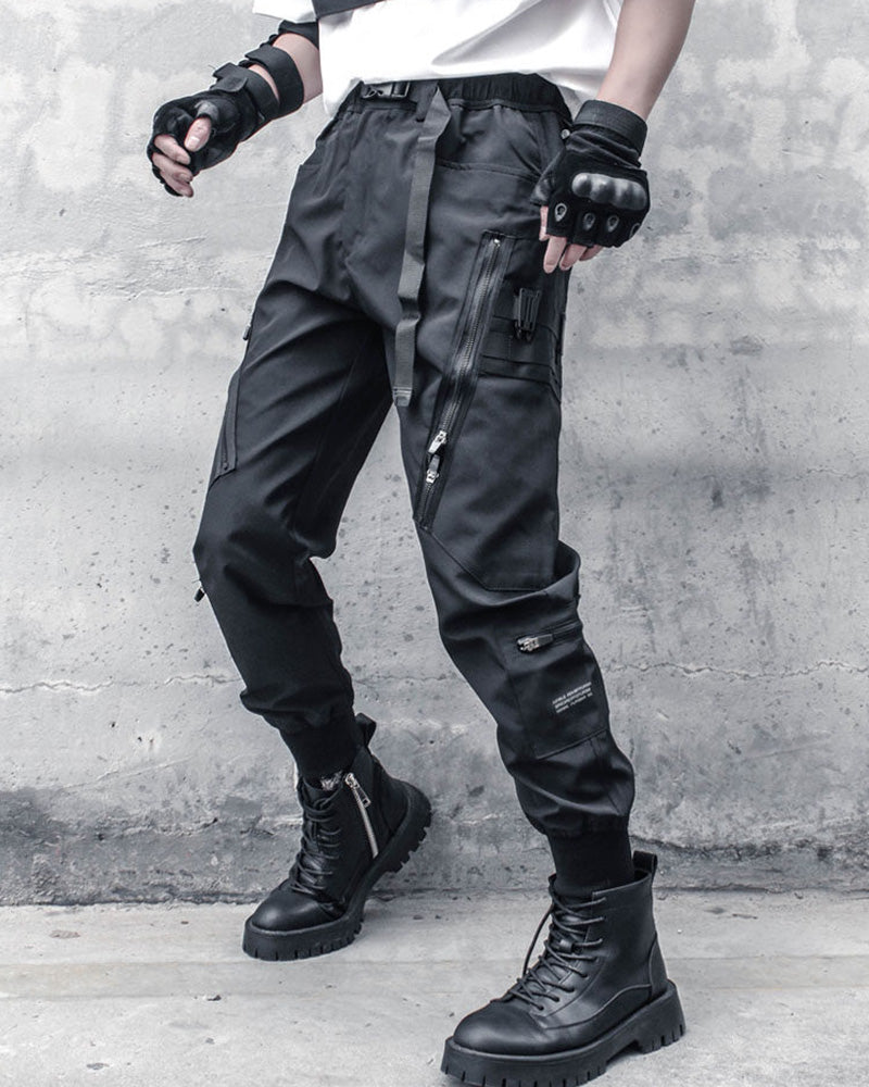 Techwear Black Zip Pocket Cargo Pants