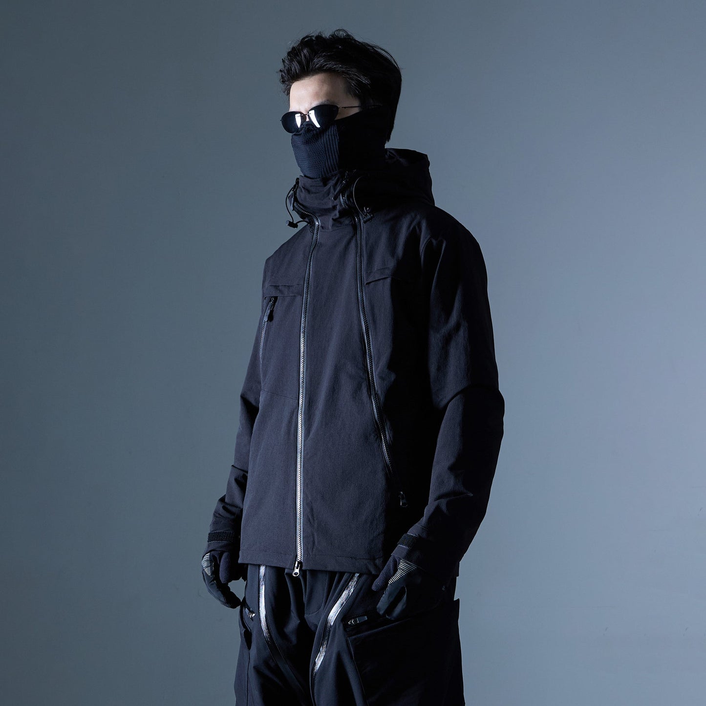 Dual-Placket Softshell Hooded Jacket