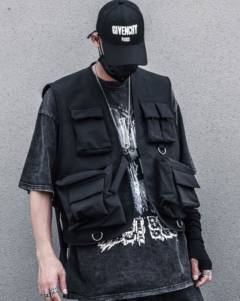Multi-Pocket Streetwear Cargo Utility Vest