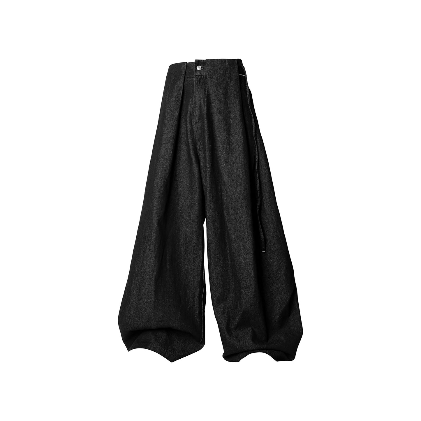 Drawstring Pleated Oversized Raw Jeans
