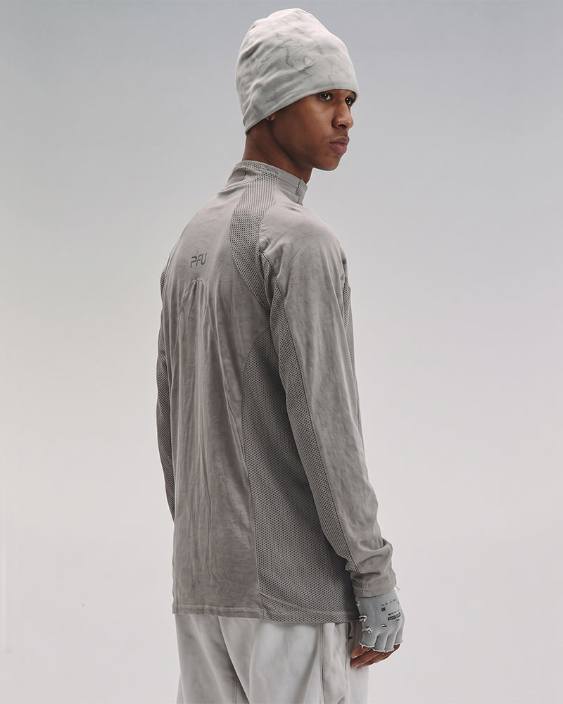 Dystopian Dirty Dye Mesh Technical Long Sleeve Top