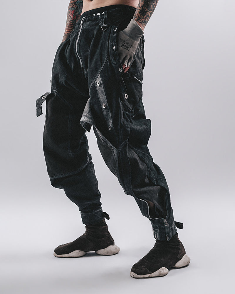 Dystopian Shadow-Wash Tactical Cargo Pants