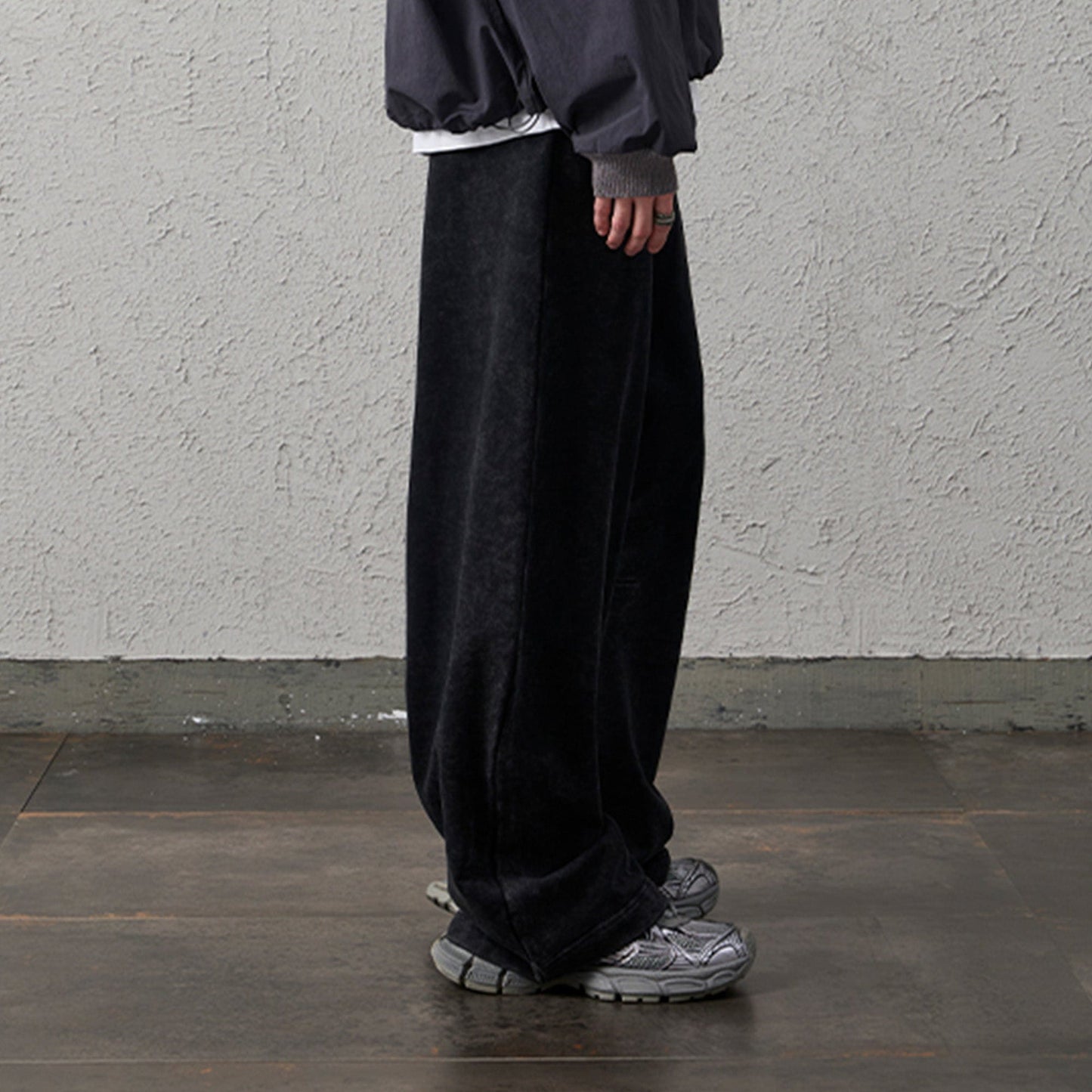 Waxed-Wash Oversized Curved Pants