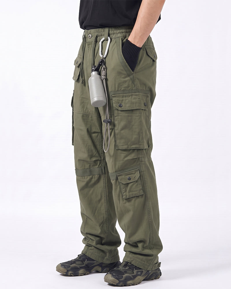 Distressed Vintage Multi‑Pocket Cargo Pants