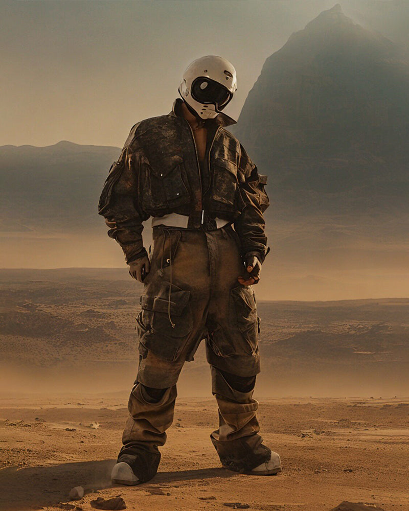 Washed Vintage Spliced Workwear Cargo Pants