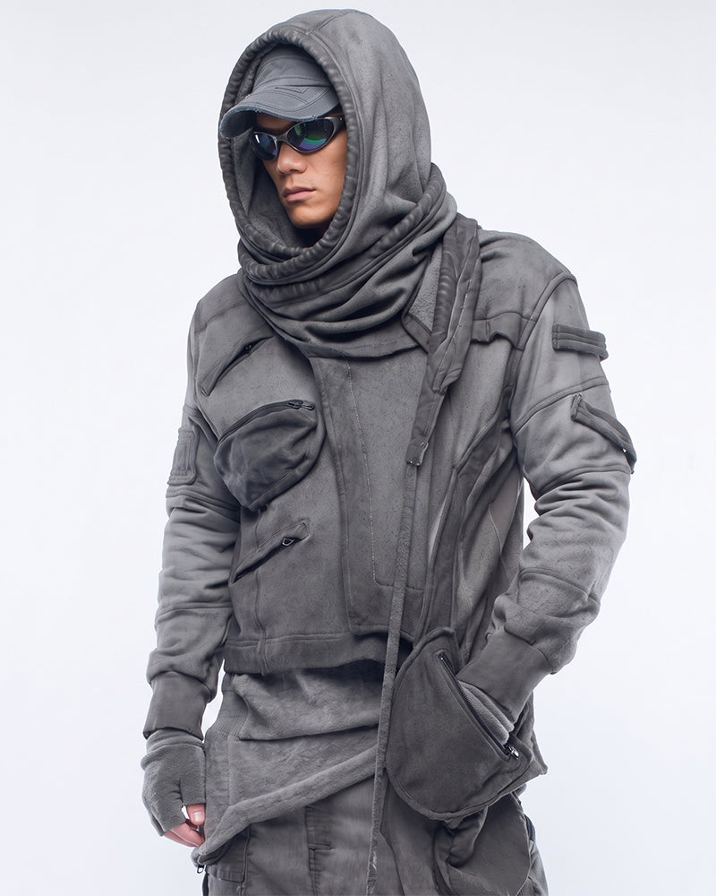 Asymmetric Dirty Dye Deconstructed Wasteland Hoodie