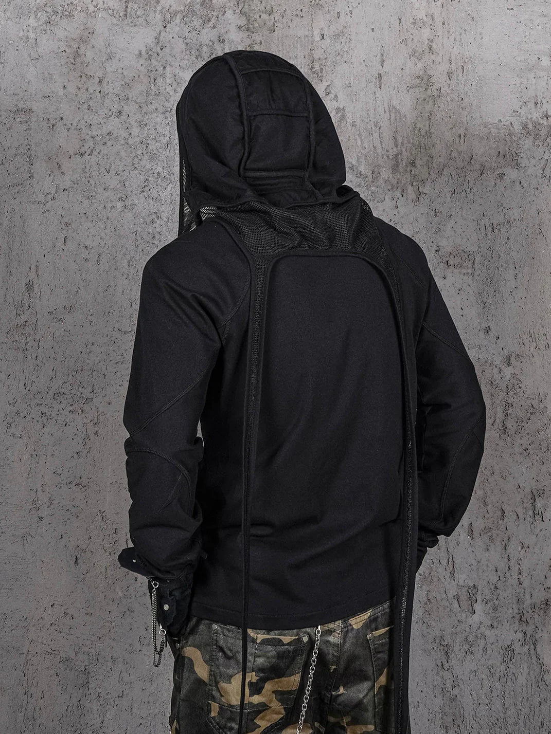 Mesh-Spliced Long Strap Durag