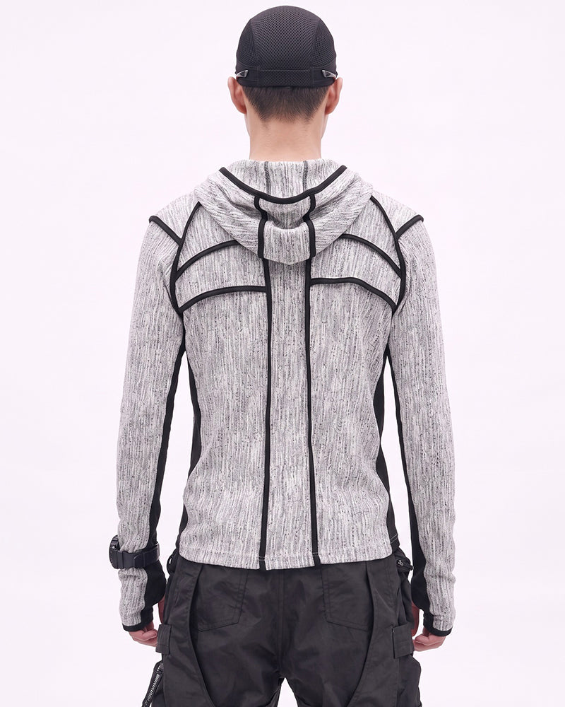 Post-Apocalyptic Contrast Deconstructed Hooded Long-Sleeve T-Shirt