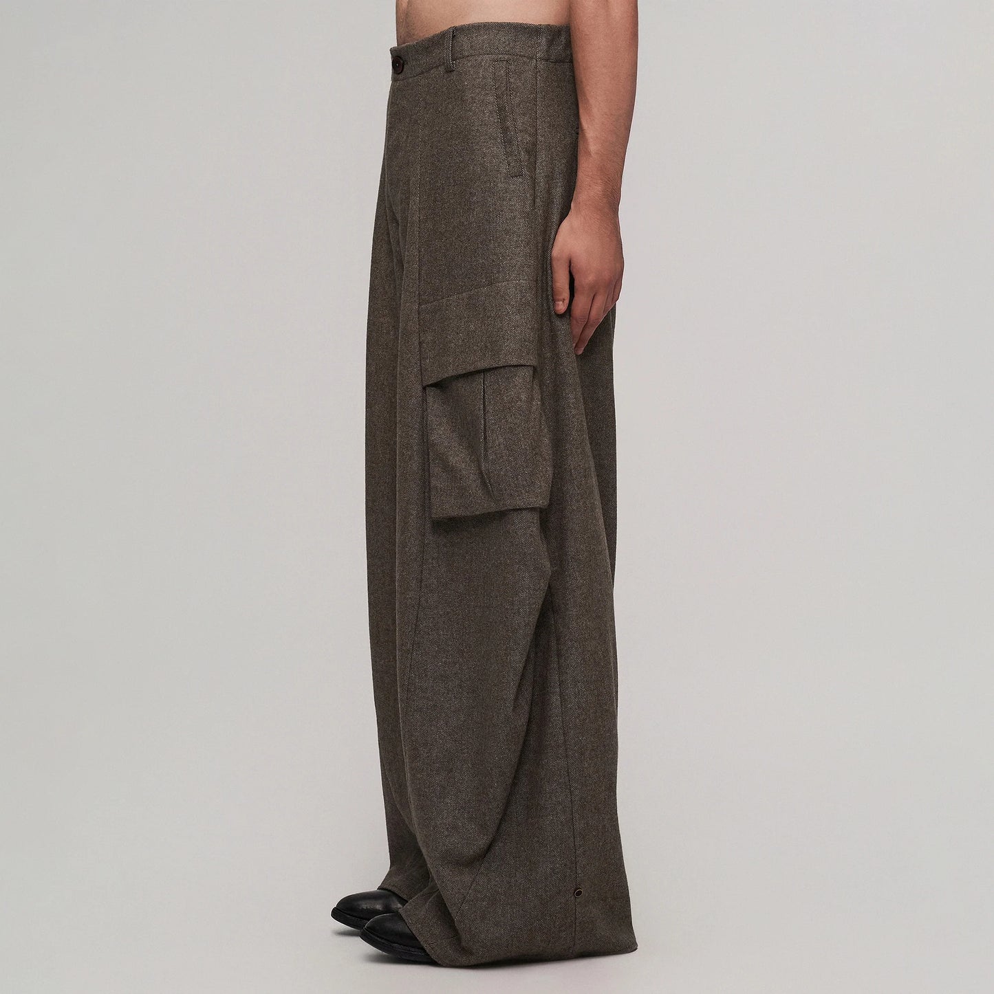 Striped Lining Oversized Wool-Blend Trousers